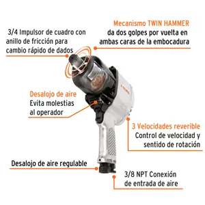 Llave de impacto neumática 3/4