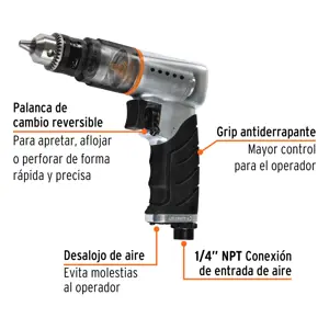 Taladro neumático reversible 3/8