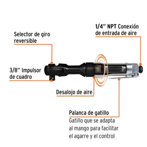 Matraca de impacto neumática 3/8