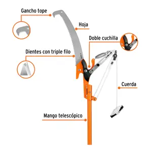 Truper Cortador de ramas altas mango telescópico 3.6 m fibra vidrio