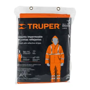 Truper Conjunto impermeable doble capa naranja con reflejante, G