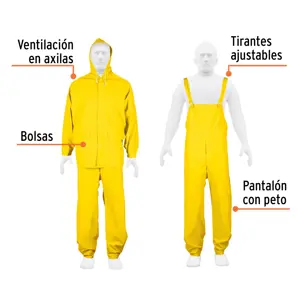 Conjunto impermeable triple capa, talla G, Truper Expert