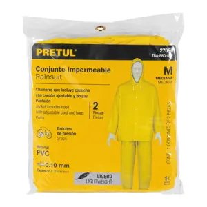 Conjunto impermeable ligero de PVC, talla M, Pretul