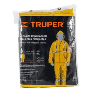 Truper Conjunto impermeable doble capa amarillo con reflejante, M