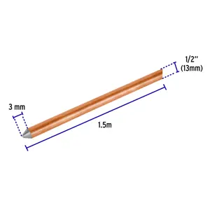 Varilla de 1.5 m, acero revestido de cobre, de 1/2