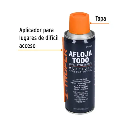 Lubricante multiusos en aerosol, 235ml (8oz), TRUPER