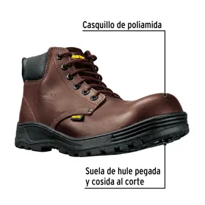 Bota de seguridad café, #23, casquillo de poliamida, PRETUL