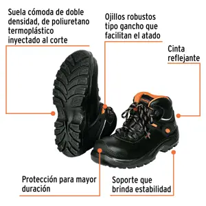 Bota de seguridad negra, #25 dieléctrica antifatiga, Truper