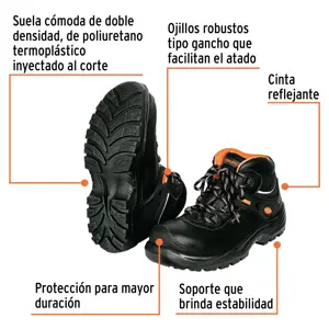 Bota de seguridad negra, #26 dieléctrica antifatiga, Truper