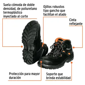 Bota de seguridad negra, #27 dieléctrica antifatiga, Truper