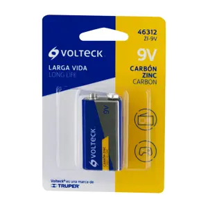 Pila zinc-carbón 9 V en blíster, Volteck