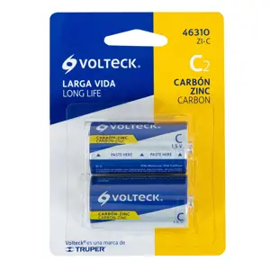 Blíster con 2 pilas zinc-carbón C, VOLTECK