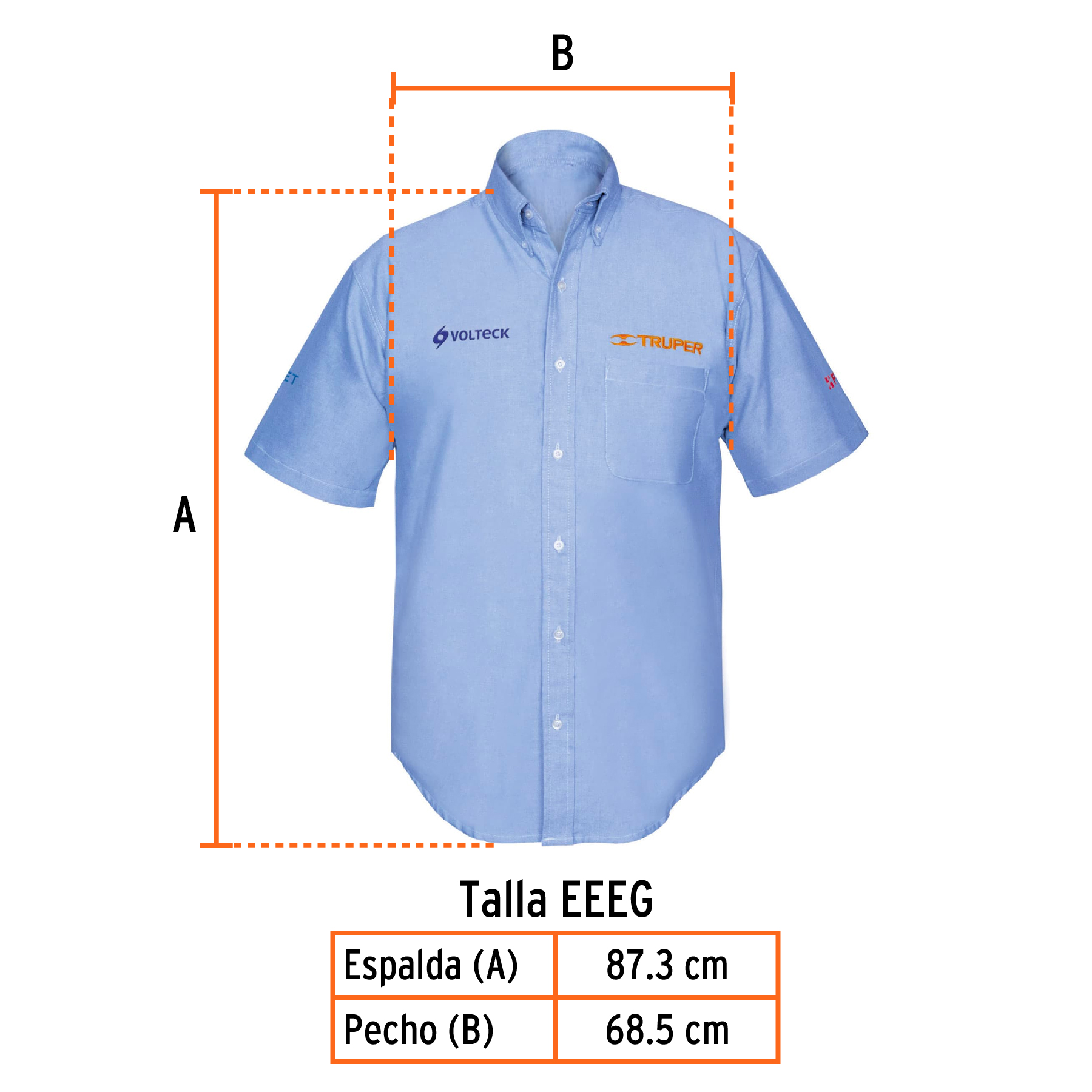 66011 / CAM-AZ-CXXXL TRUPER Camisa manga corta para hombre, azul, EEEG ...