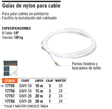 Guía para cables de poliéster 15 metros. 173/15