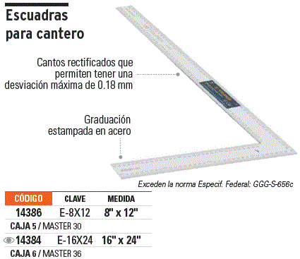 ESCUADRA CARPINTERO UNIVERSAL #E-8X12 14386